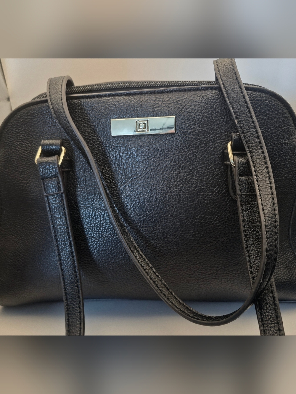 Liz Claiborne Black Shoulder Bag with Gold Hardware